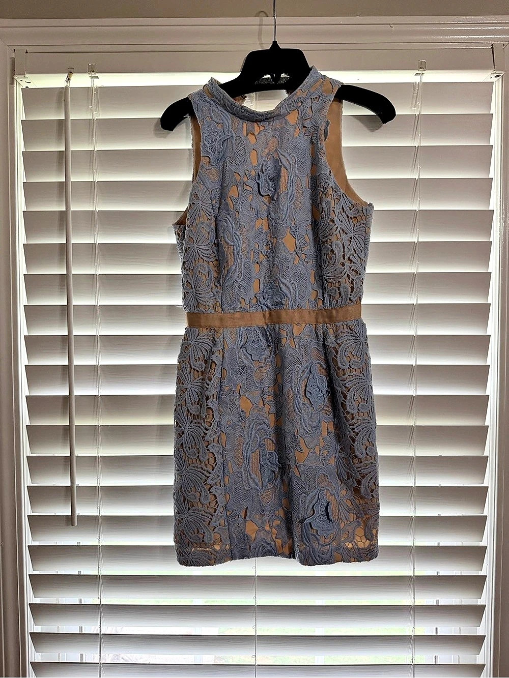Floral Lace Sleeveless Dress in Blue. Like New